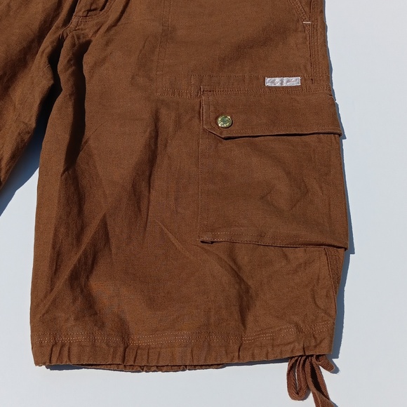 BABY PHAT Women's Brown Linen / Cotton Blend Cargo Shorts - 13 - Picture 4 of 7